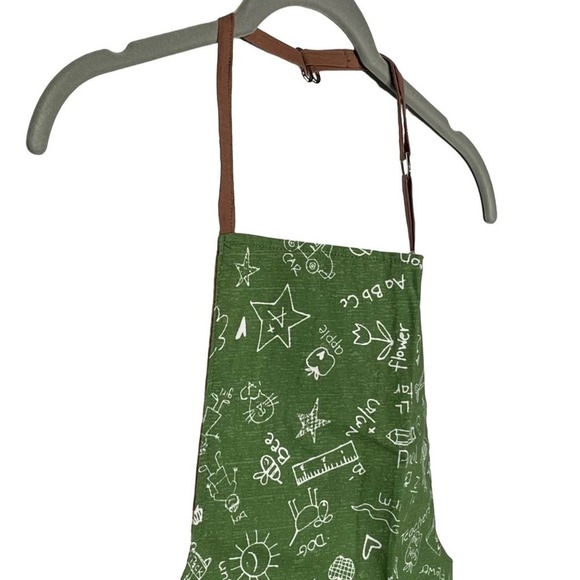 Green Chalk board print unisex Kids  apron, cooking art.  OS - Picture 7 of 7